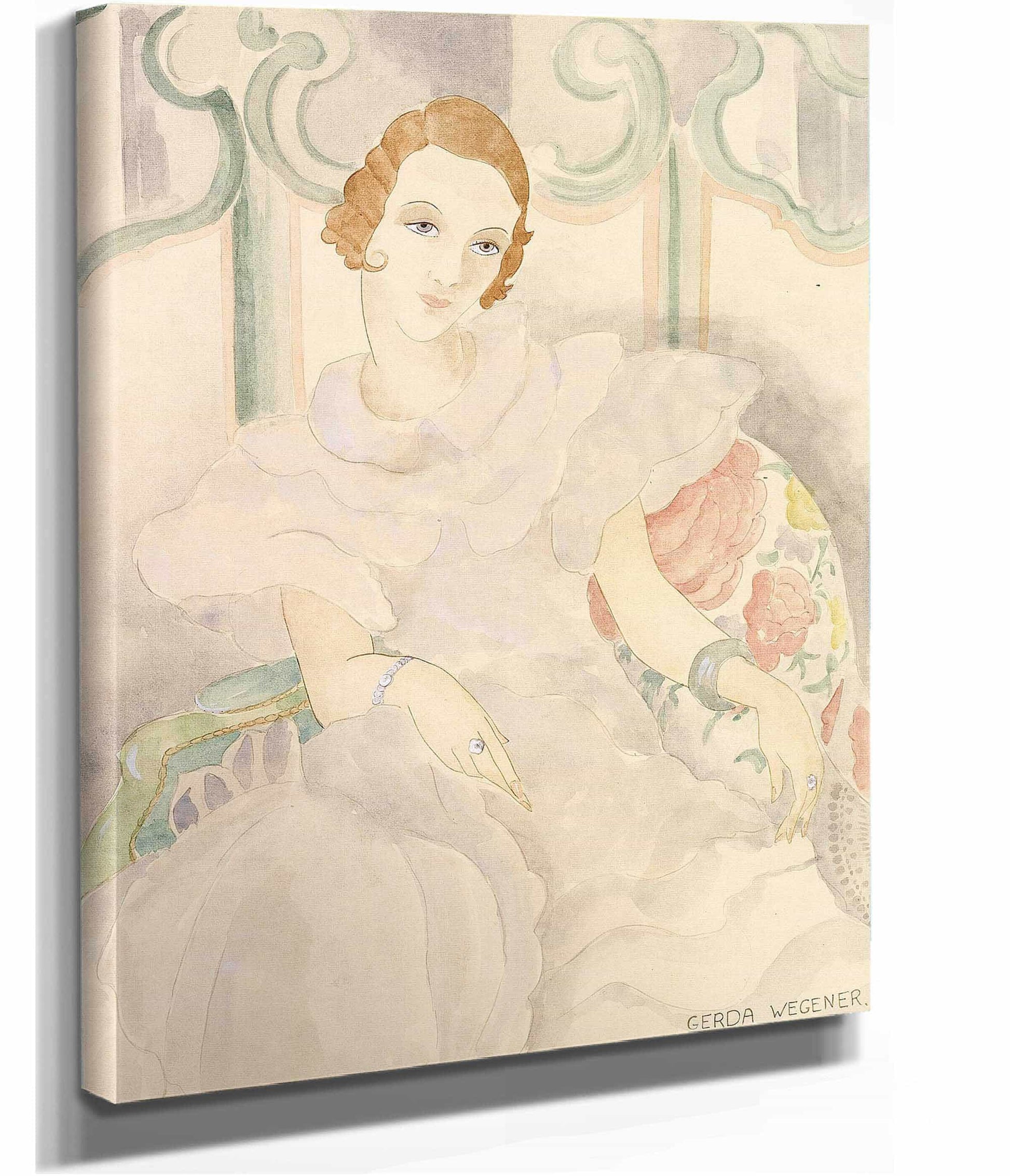 Portrait Of A Young Woman In A White Dress by Gerda Wegener