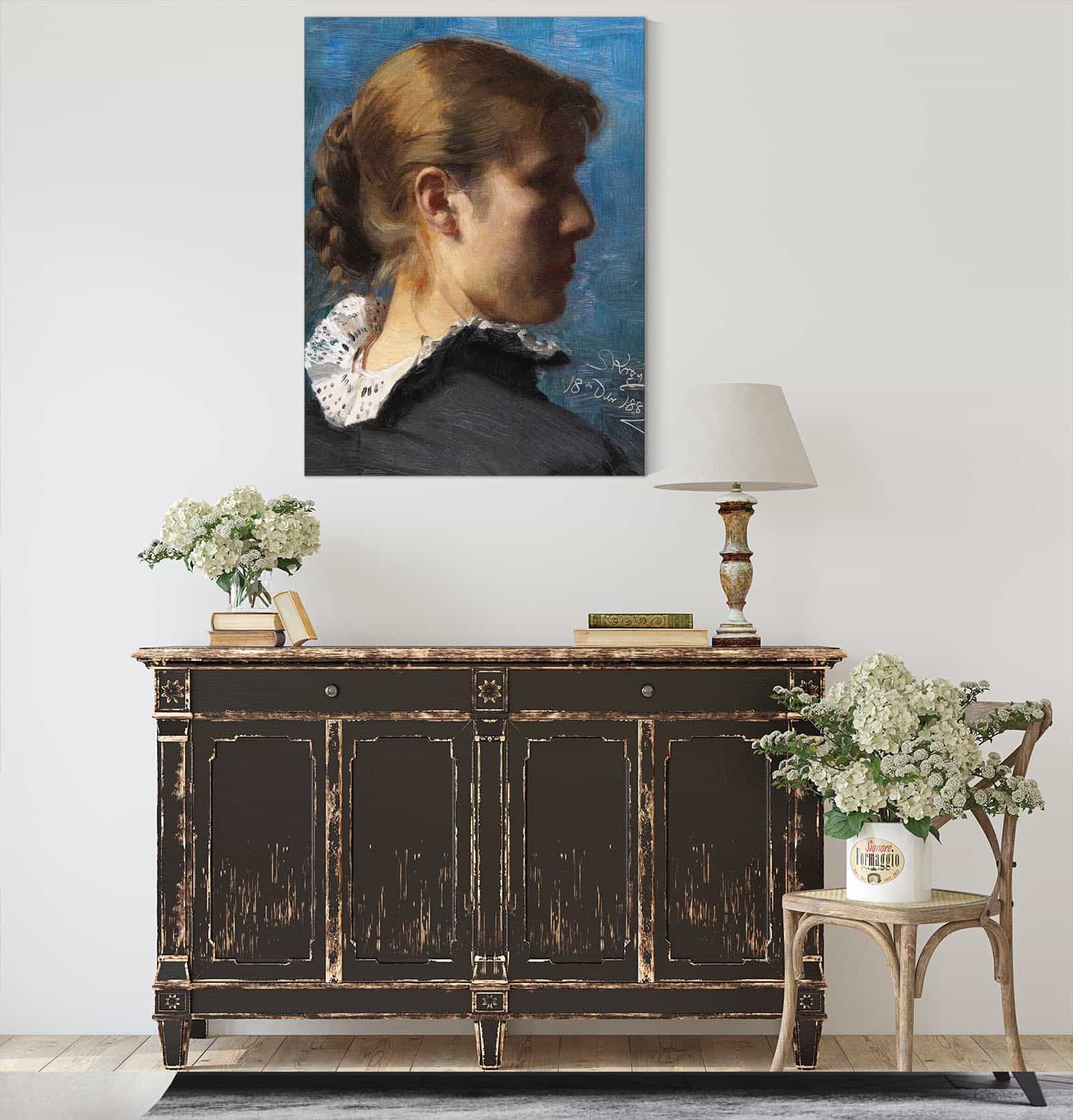 Portrait Of A Young Woman In Profile by Peder Severin Kroyer