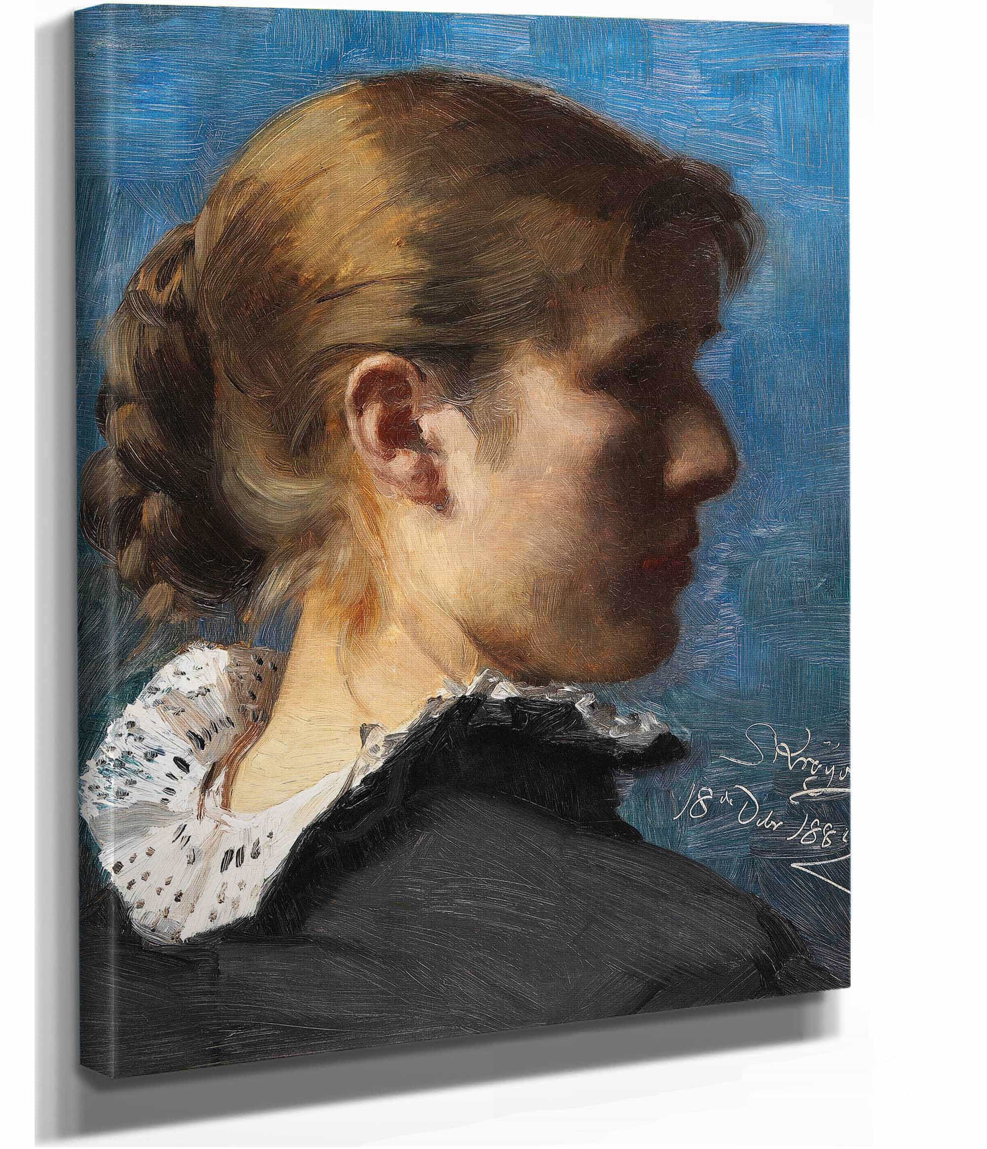 Portrait Of A Young Woman In Profile by Peder Severin Kroyer