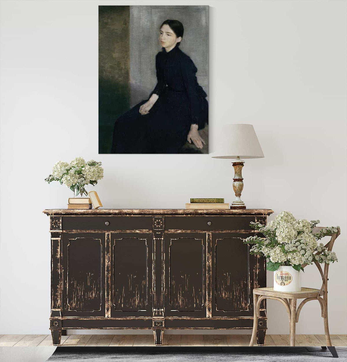 Portrait Of A Young Woman The Artists Sister Anna Hammershoi by Vilhelm Hammershoi