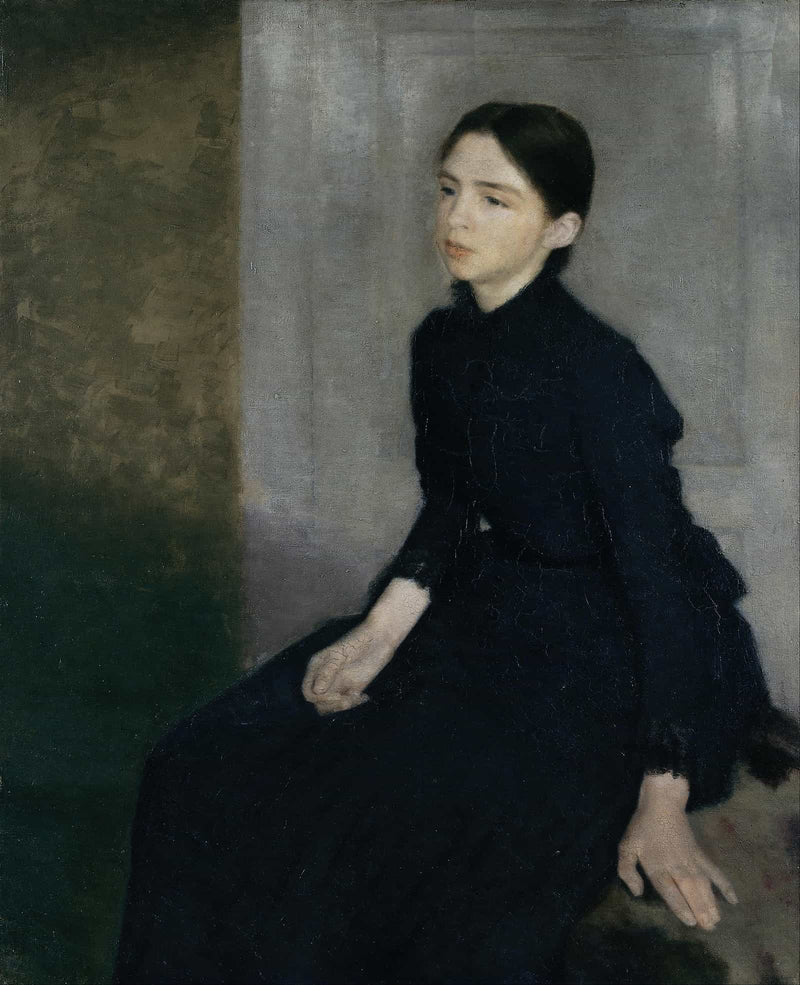 Portrait Of A Young Woman The Artists Sister Anna Hammershoi by Vilhelm Hammershoi