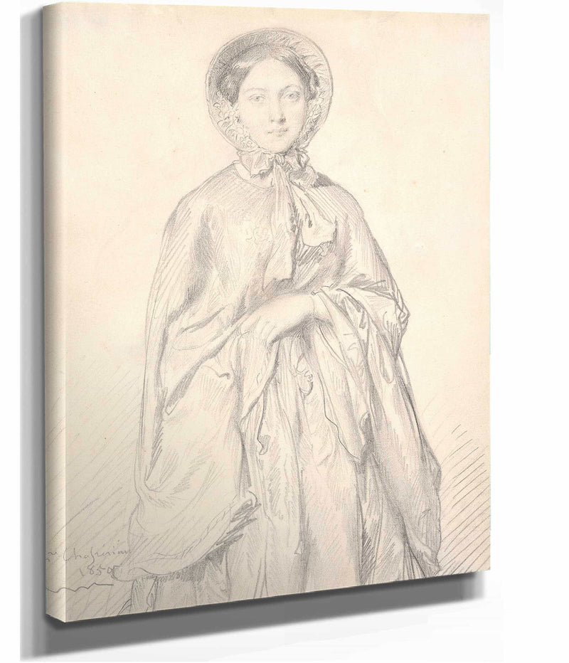 Portrait Of A Young Woman Wearing A Cloak And Bonnet by Theodore Chasseriau