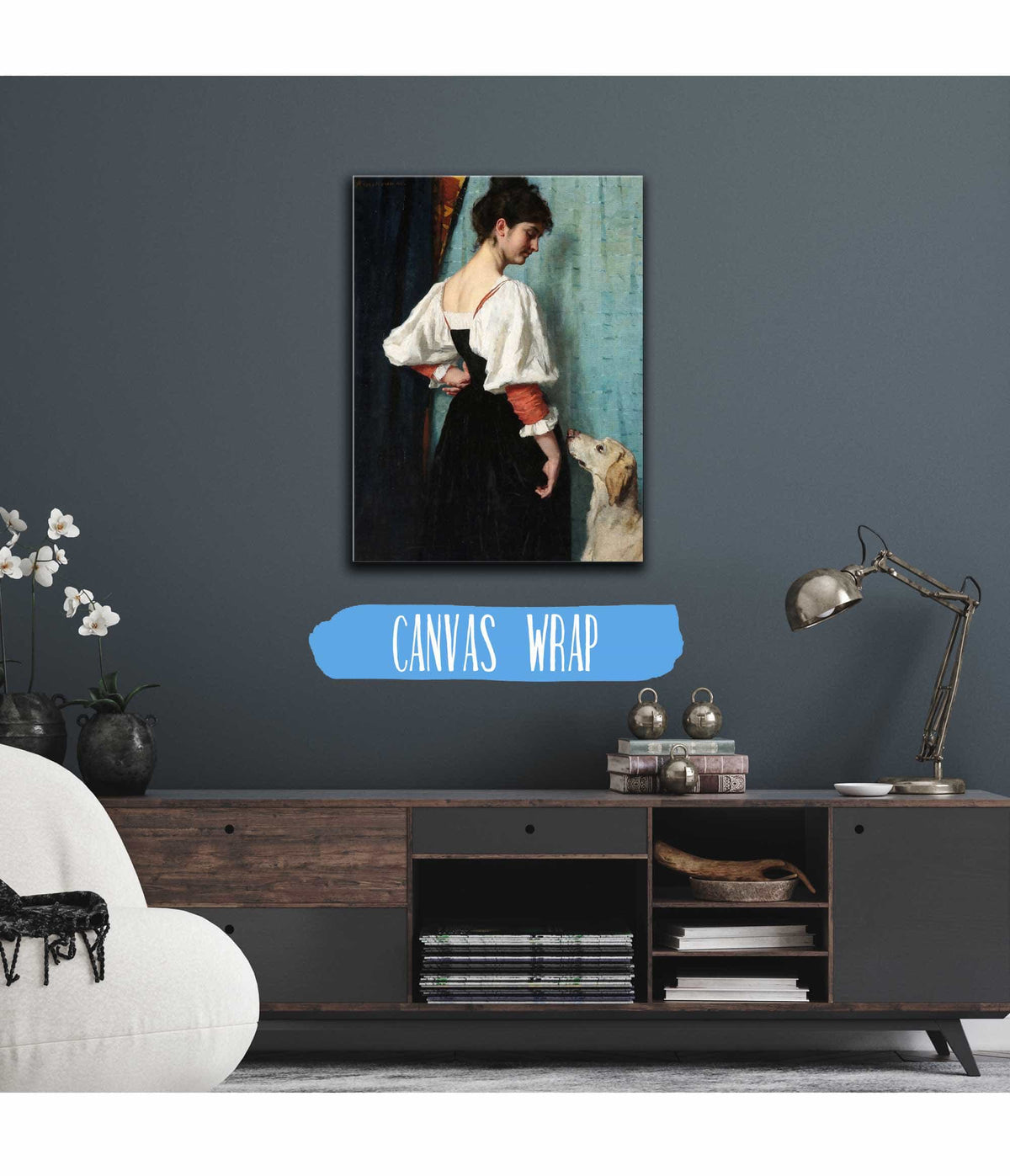 Portrait Of A Young Woman With Puck The Dog C by Therese Schwartze