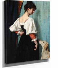 Portrait Of A Young Woman With Puck The Dog C by Therese Schwartze