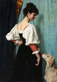 Portrait Of A Young Woman With Puck The Dog C by Therese Schwartze