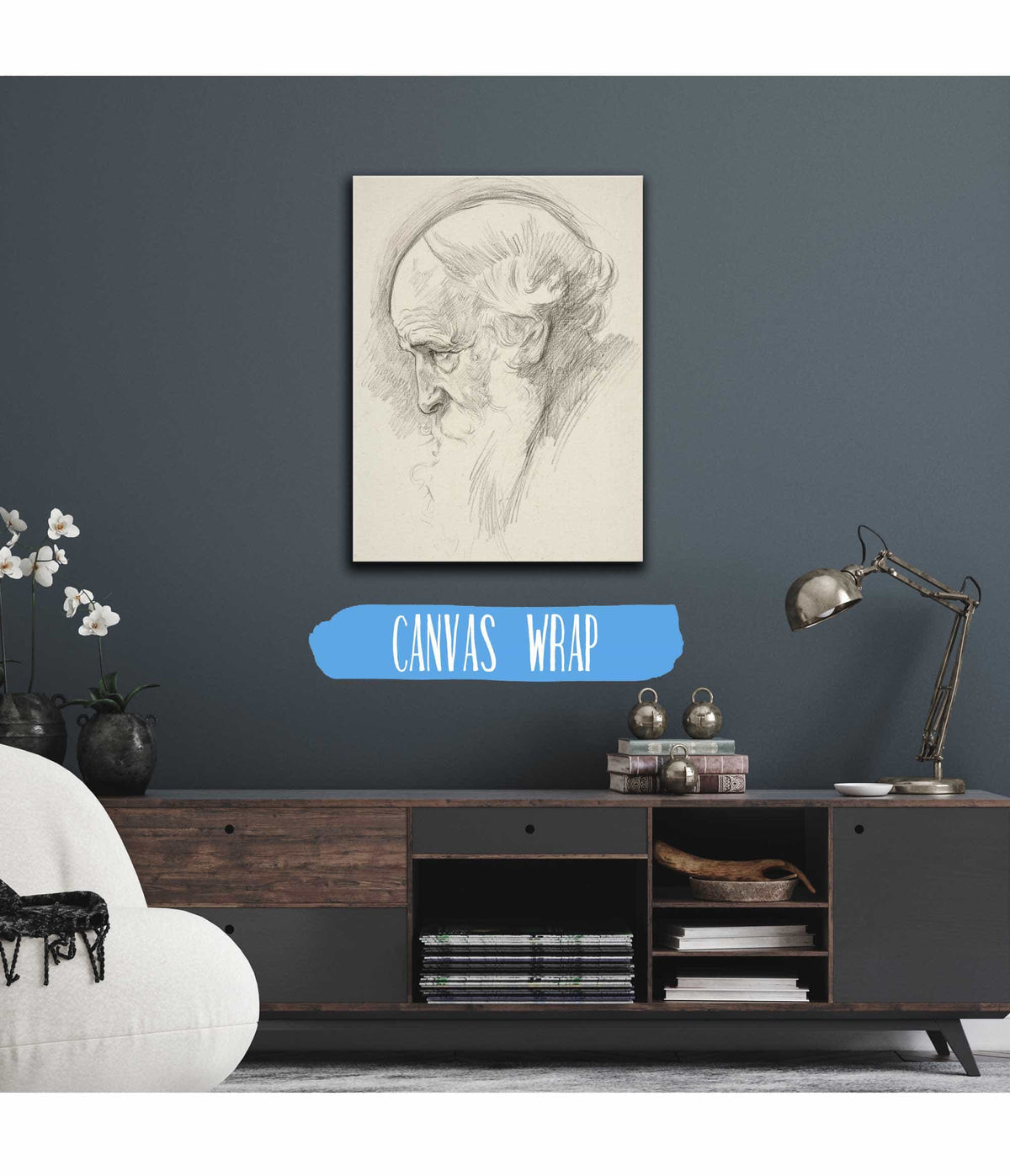 Portrait Of An Old Bearded Man In Profile by Edwin Austin Abbey