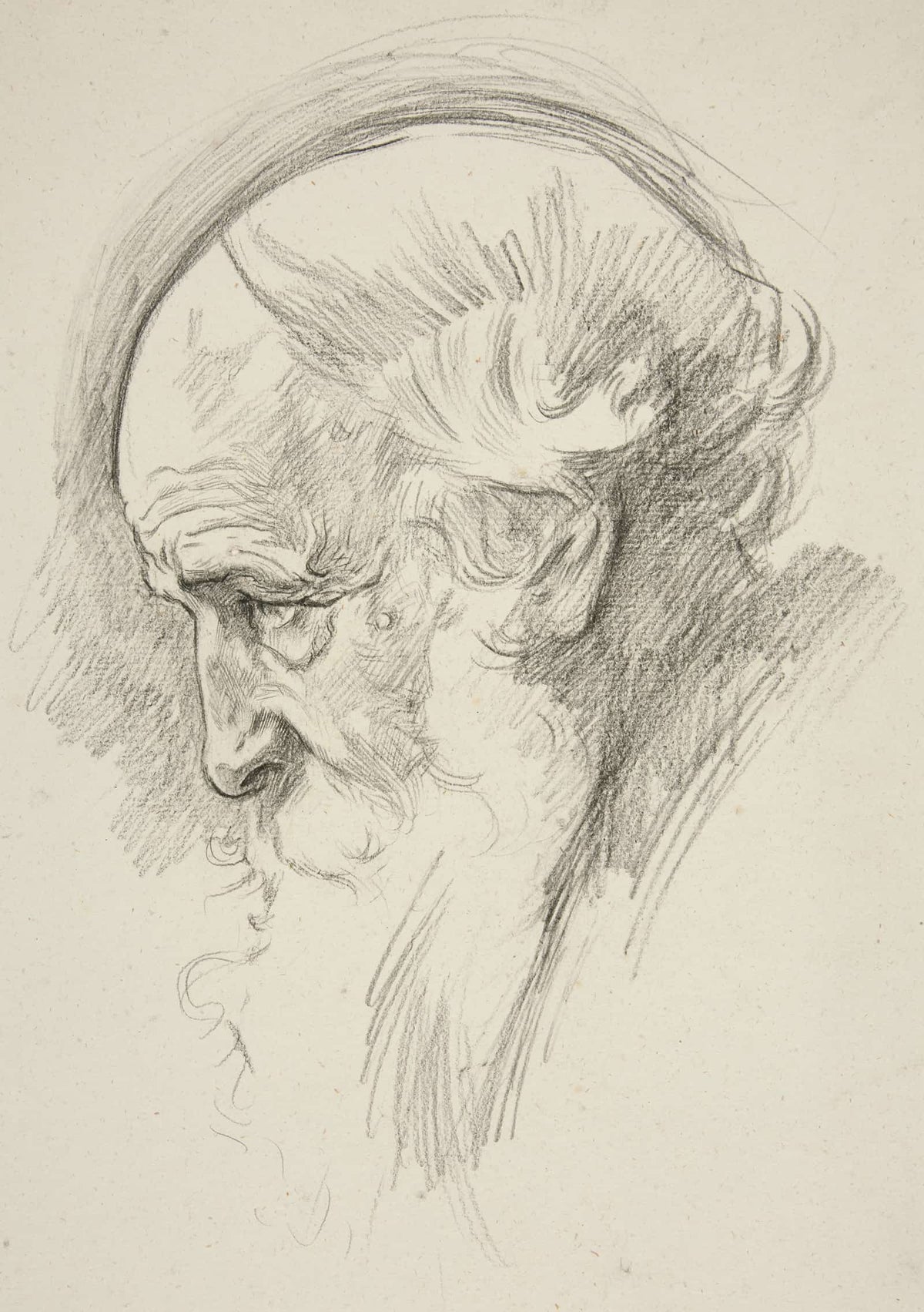 Portrait Of An Old Bearded Man In Profile by Edwin Austin Abbey