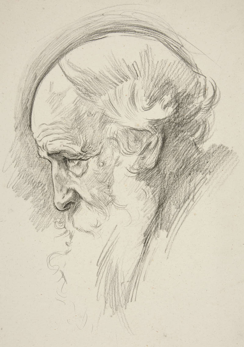 Portrait Of An Old Bearded Man In Profile by Edwin Austin Abbey