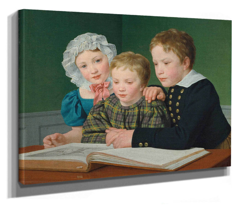 Portrait Of Cf Holms Children And Johan Chr Julius by Christoffer Wilhelm Eckersberg