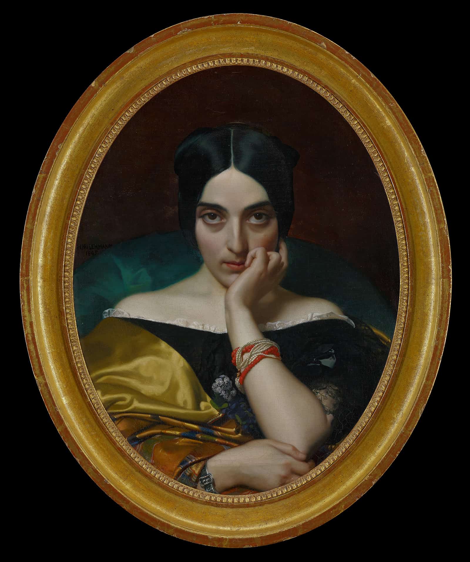 Portrait Of Clementine Mrs Alphonse Karr by Henri Lehmann