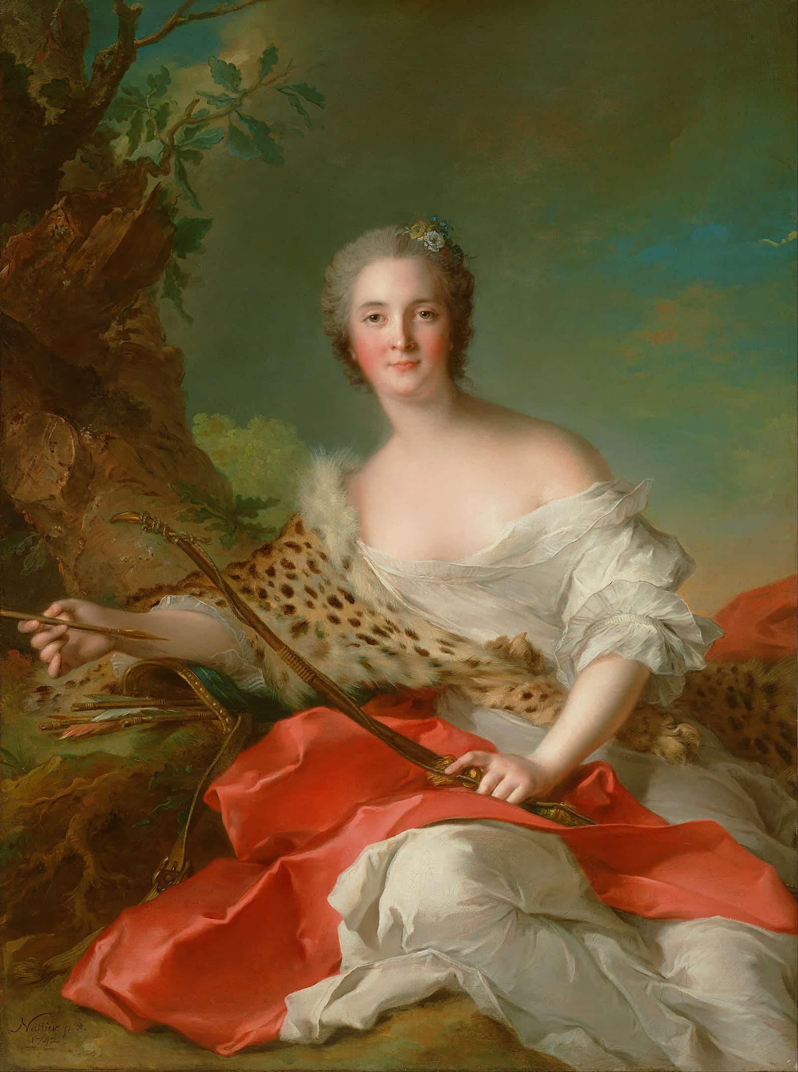 Portrait Of Constance Gabrielle Magdeleine Bonnier De La Mosson As Diana by Jean Marc Nattier