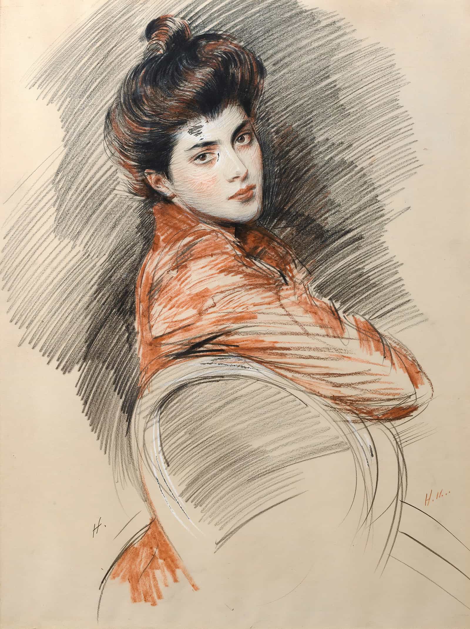 Portrait Of Elisabeth Van Biema by Paul Cesar Helleu