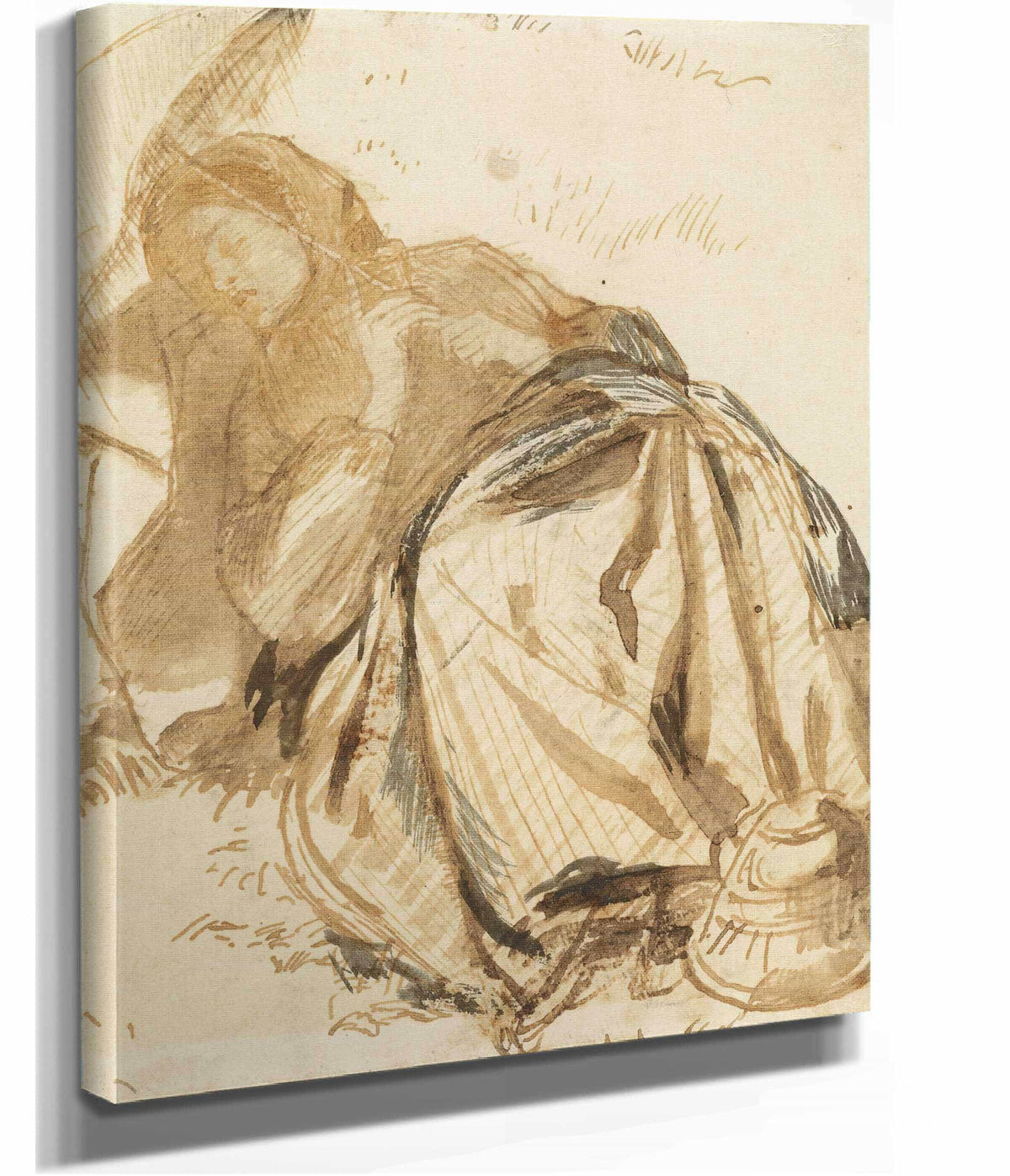 Portrait Of Elizabeth Siddal Resting Holding A Parasol   by Dante Gabriel Rossetti