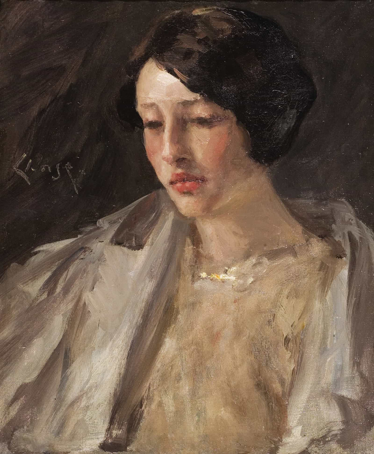 Portrait Of Esther M Groome by William Merritt Chase