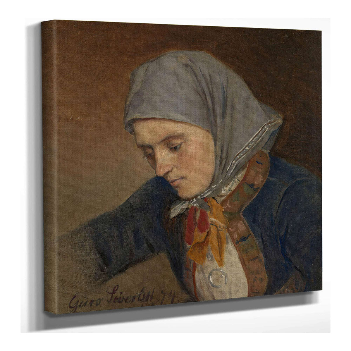 Portrait Of Guro Sivertsdatter Travendal by Adolph Tidemand