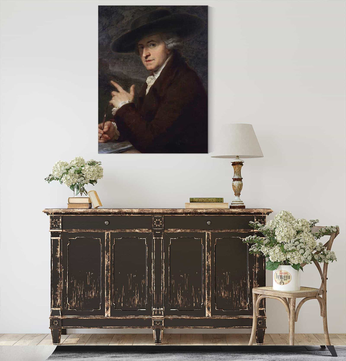 Portrait Of Her Husband The Painter Antonio Zucchi by Angelica Kauffmann