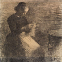 Portrait Of Ida Hammershoi With Needlework by Vilhelm Hammershoi