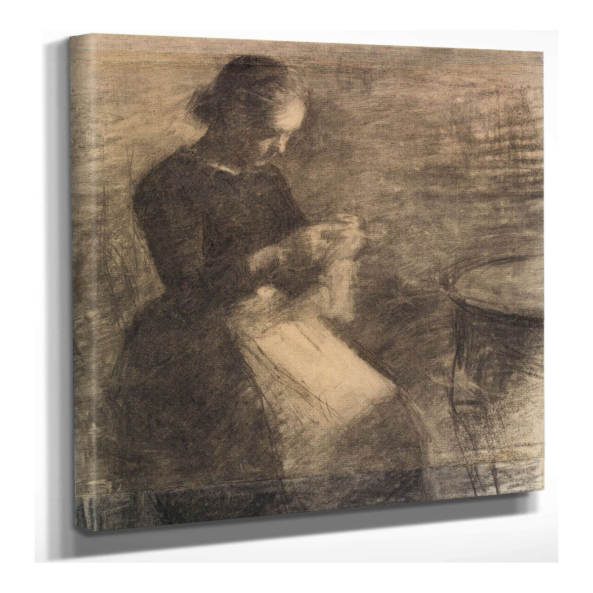 Portrait Of Ida Hammershoi With Needlework by Vilhelm Hammershoi