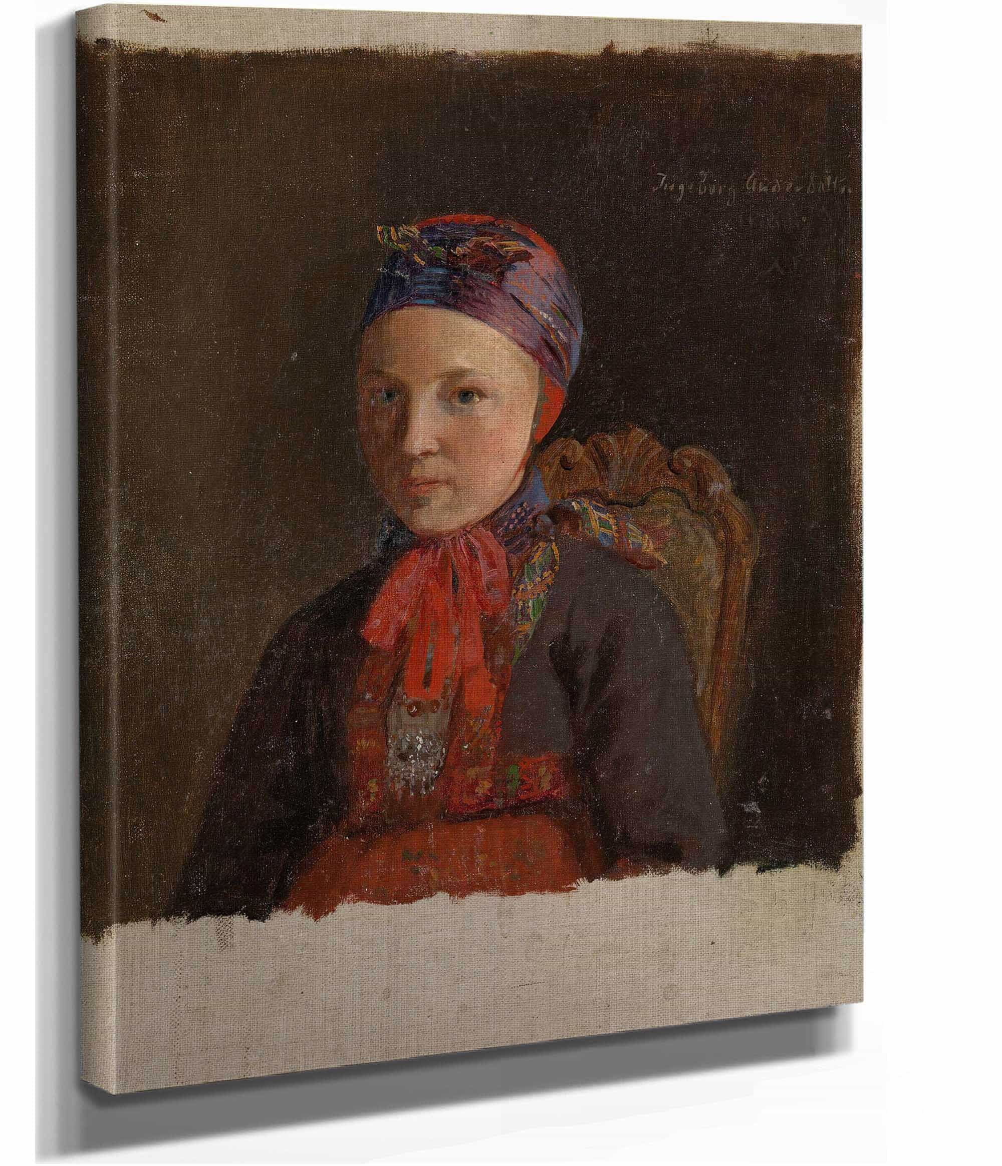 Portrait Of Ingeborg Anderdatter Gulsvig by Adolph Tidemand