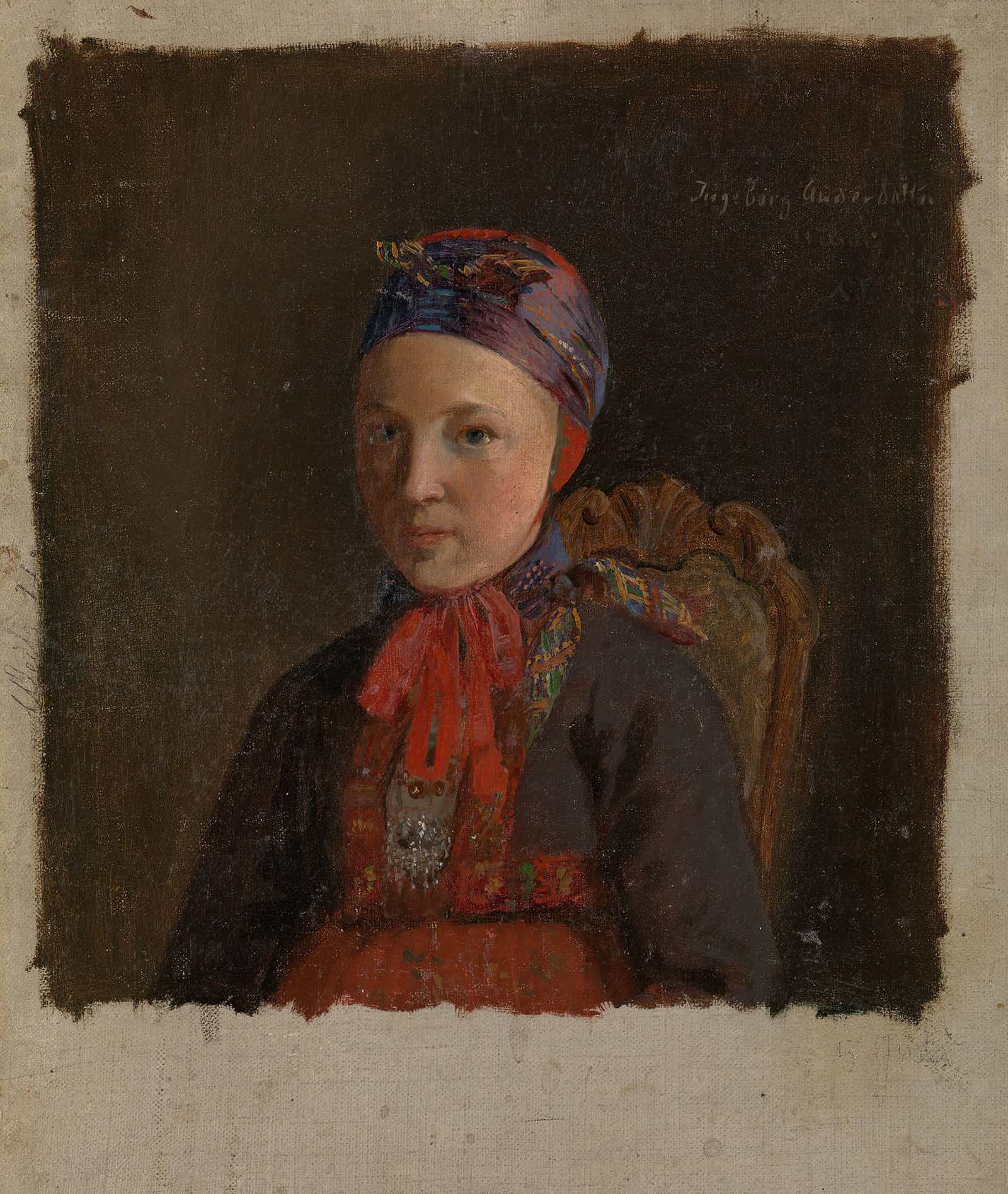 Portrait Of Ingeborg Anderdatter Gulsvig by Adolph Tidemand