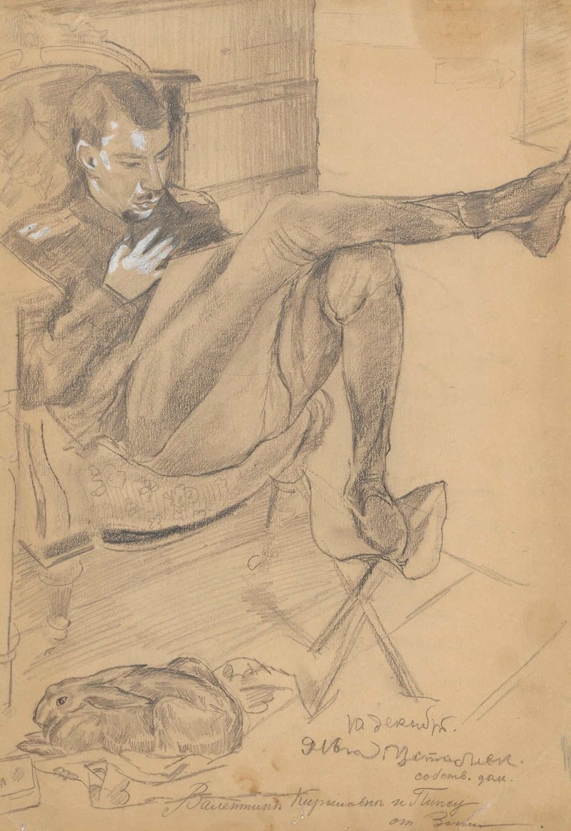 Portrait Of Kirill Zdanevich With A Rabbit by Zygmunt Waliszewski