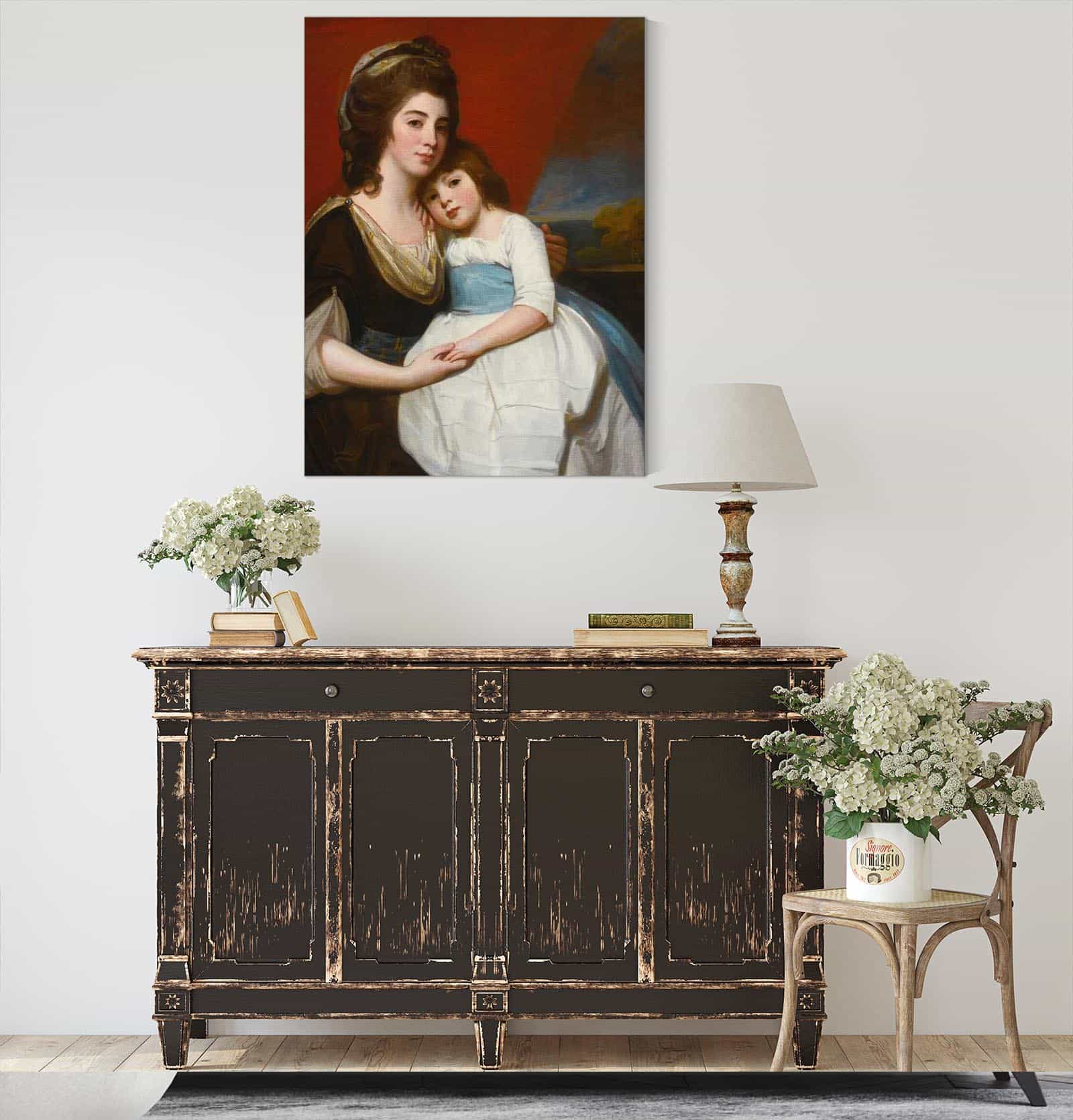 Portrait Of Lady Georgiana Smyth And Her Son by George Romney