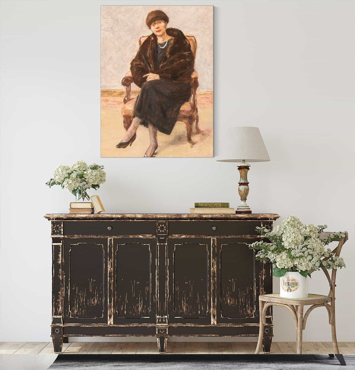 Portrait Of Lola Leder In Fur Coat Sitting by Max Liebermann