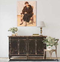 Portrait Of Lola Leder In Fur Coat Sitting by Max Liebermann