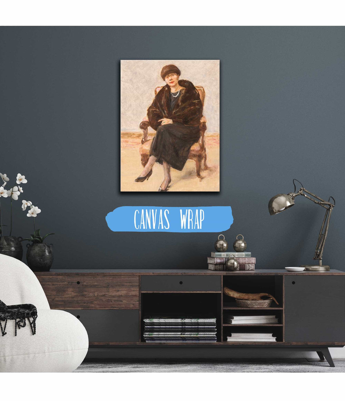 Portrait Of Lola Leder In Fur Coat Sitting by Max Liebermann