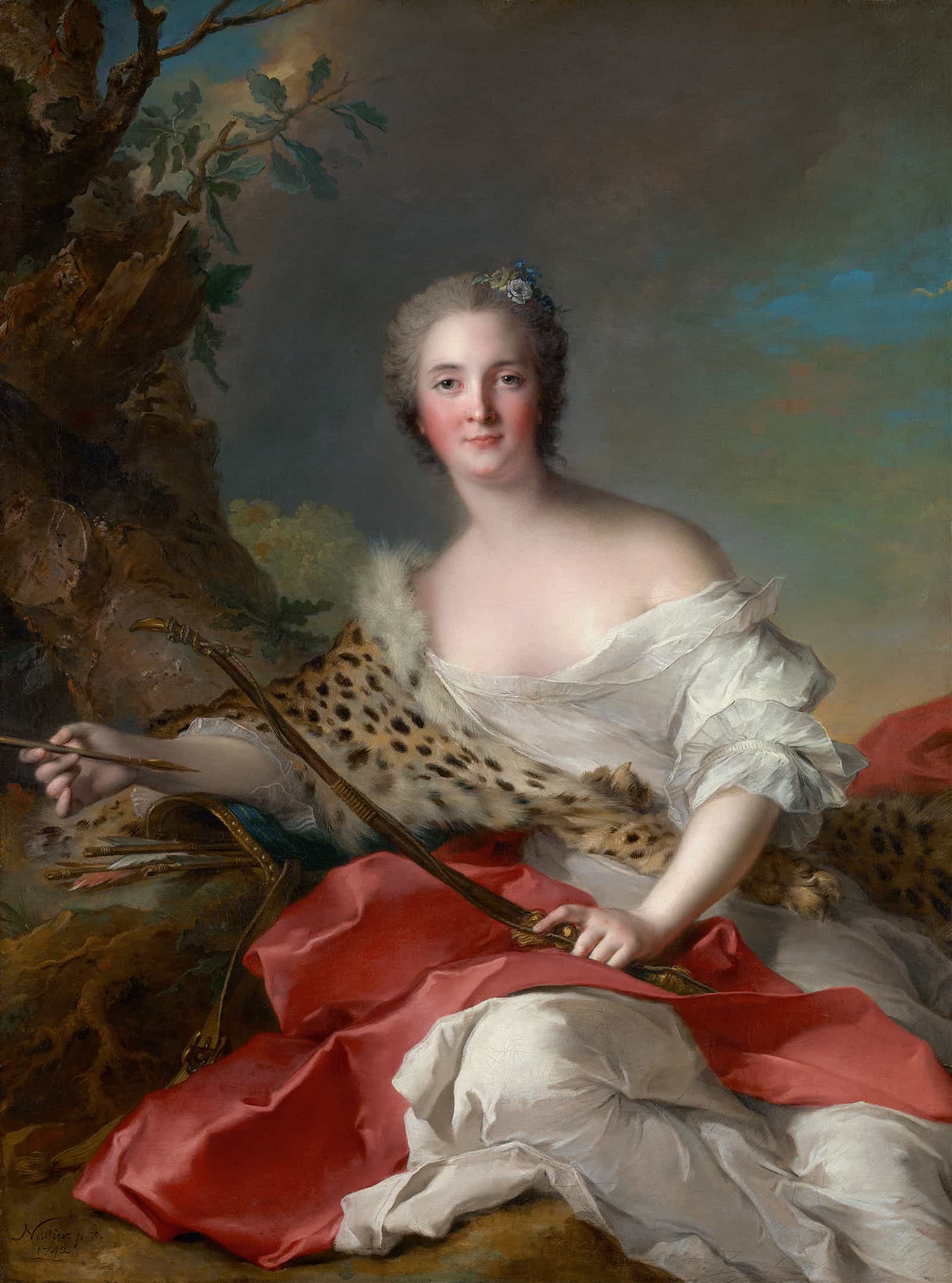 Portrait Of Madame Bonnier De La Mosson As Diana by Jean Marc Nattier