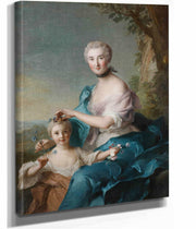 Portrait Of Madame Crozat De Thiers And Her Daughter by Jean Marc Nattier