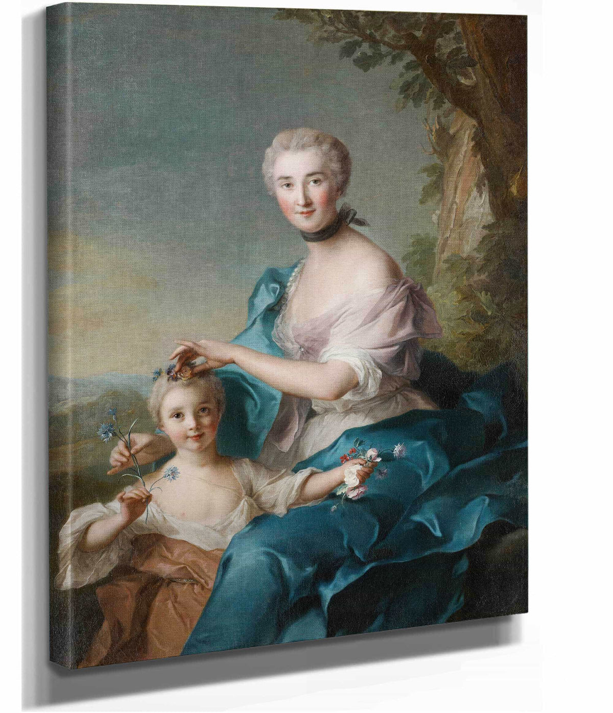 Portrait Of Madame Crozat De Thiers And Her Daughter by Jean Marc Nattier