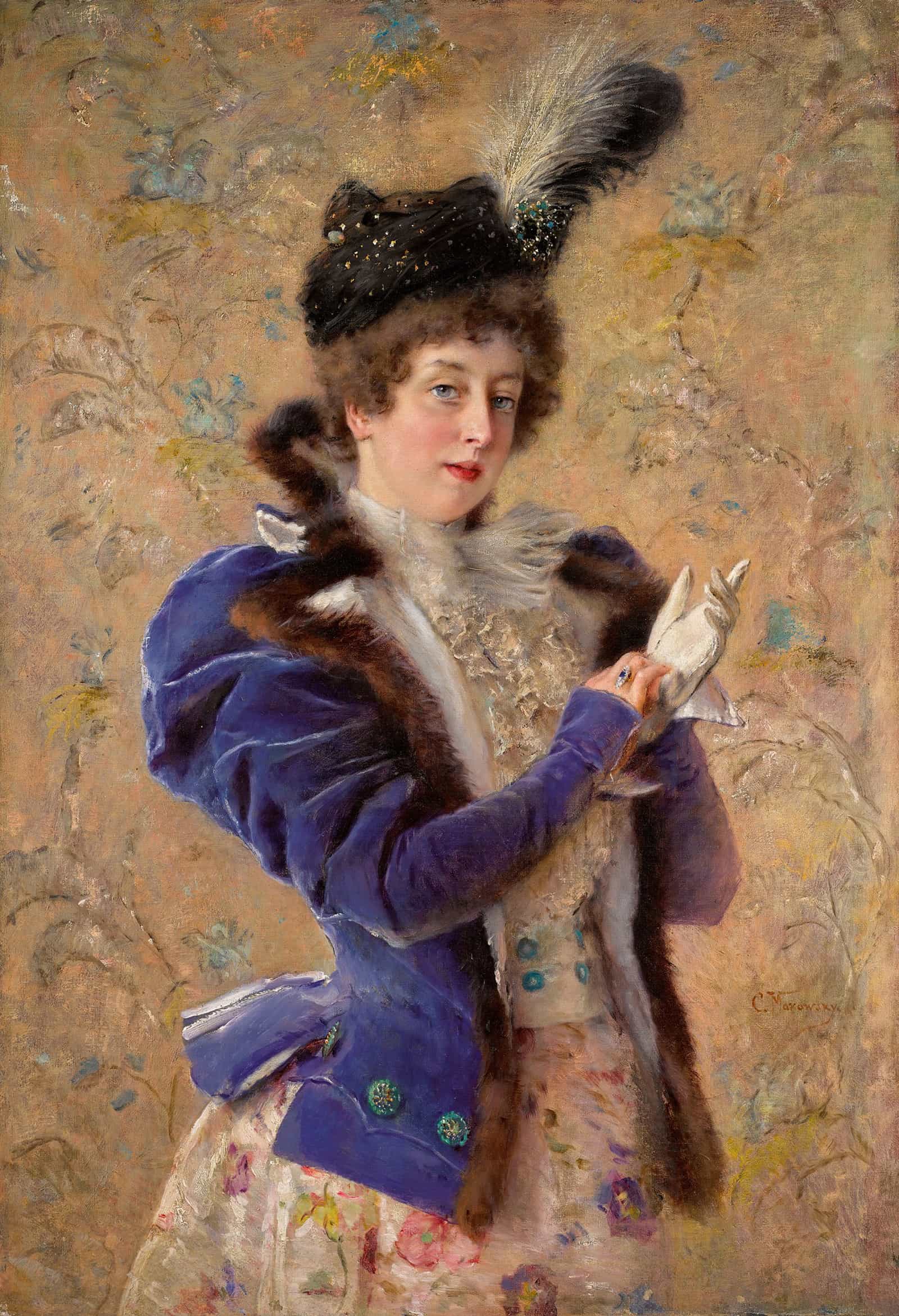 Portrait Of Maria Alexeevna Makovskaya by Konstantin Egorovich Makovsky
