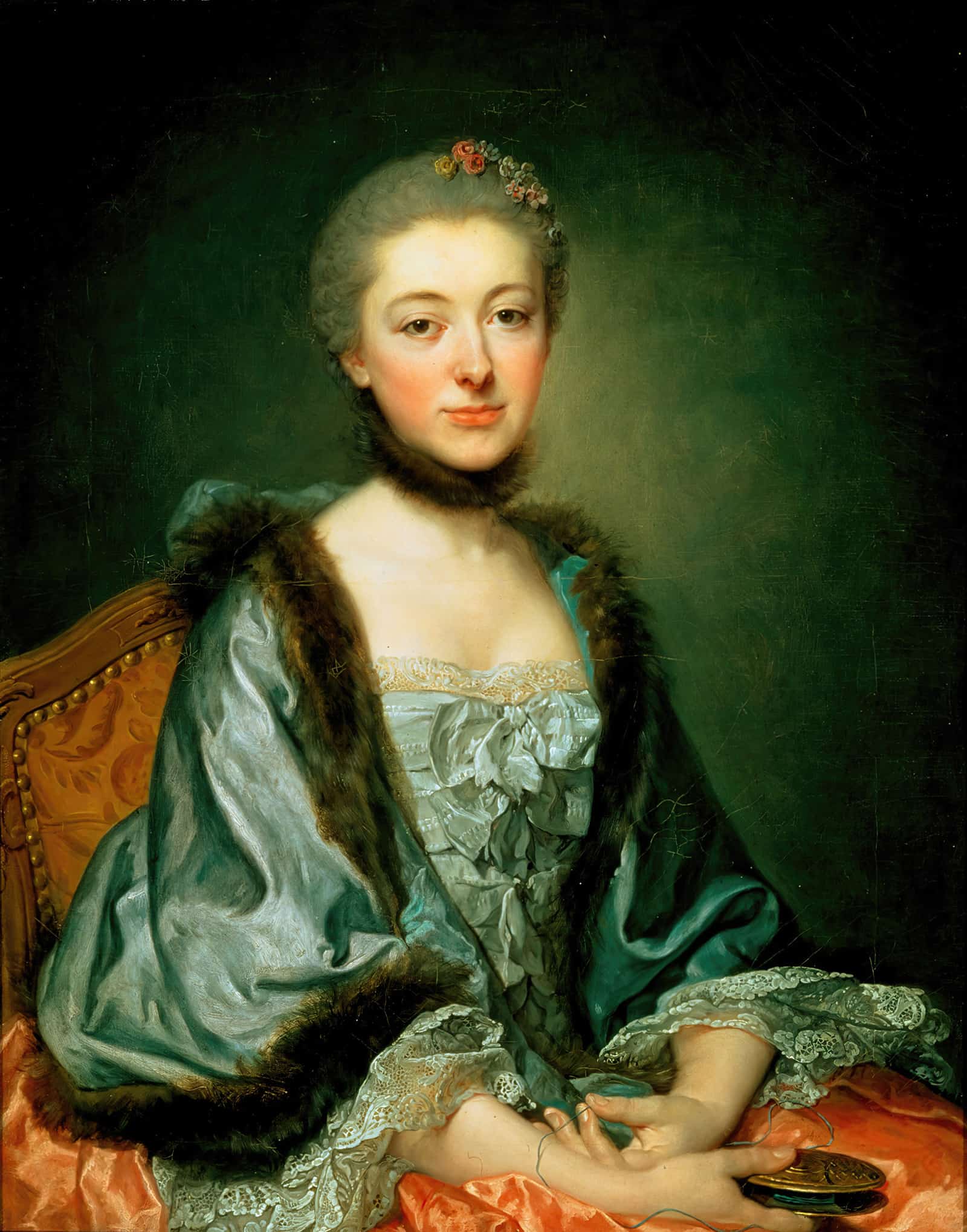 Portrait Of Marie Angelique Verany De Varennes Mme Georges Gougenot De Croissy by Jean Baptiste Greuze
