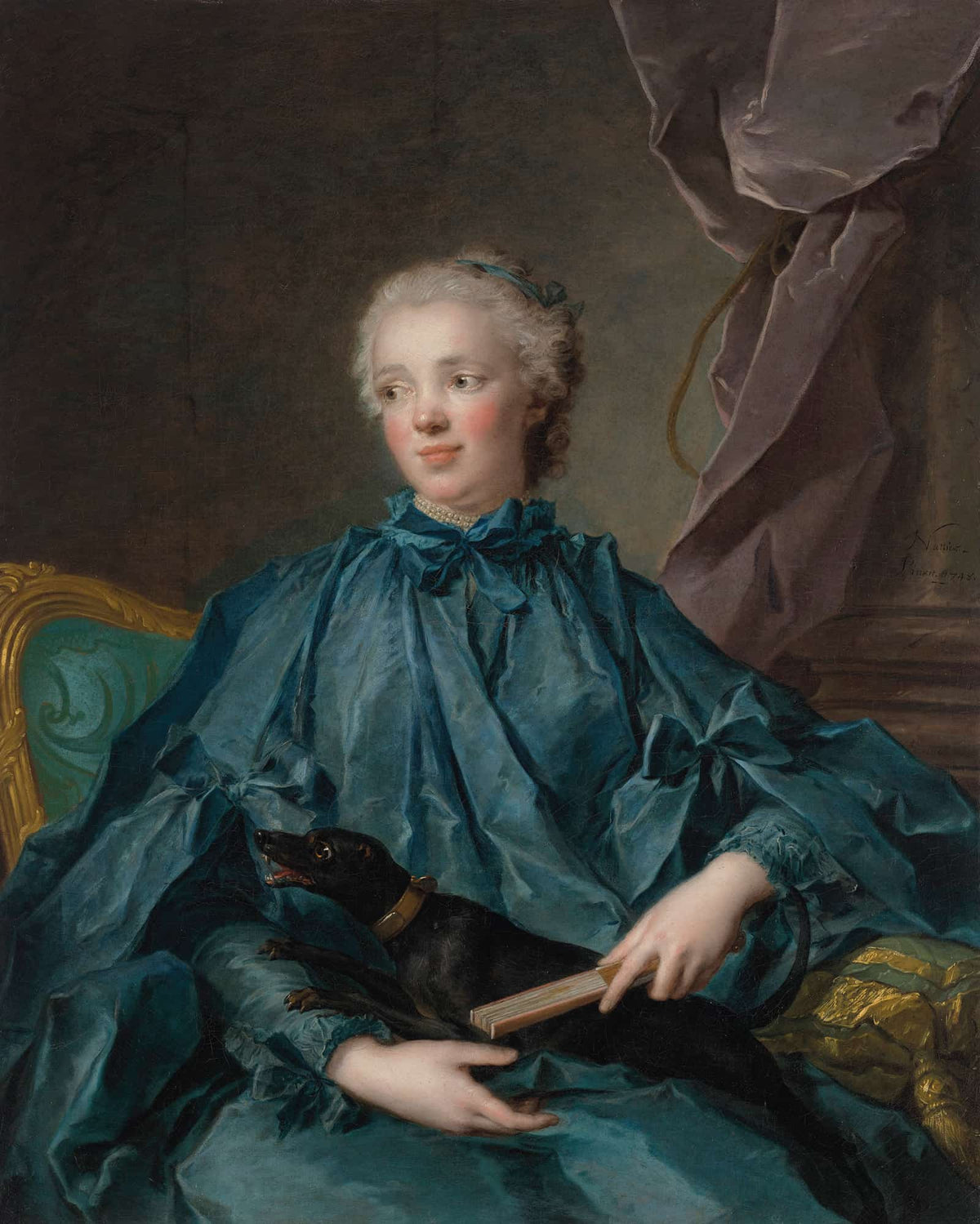 Portrait Of Marie Rose Larlan De Rochefort Marquise De Netumieres by Jean Marc Nattier