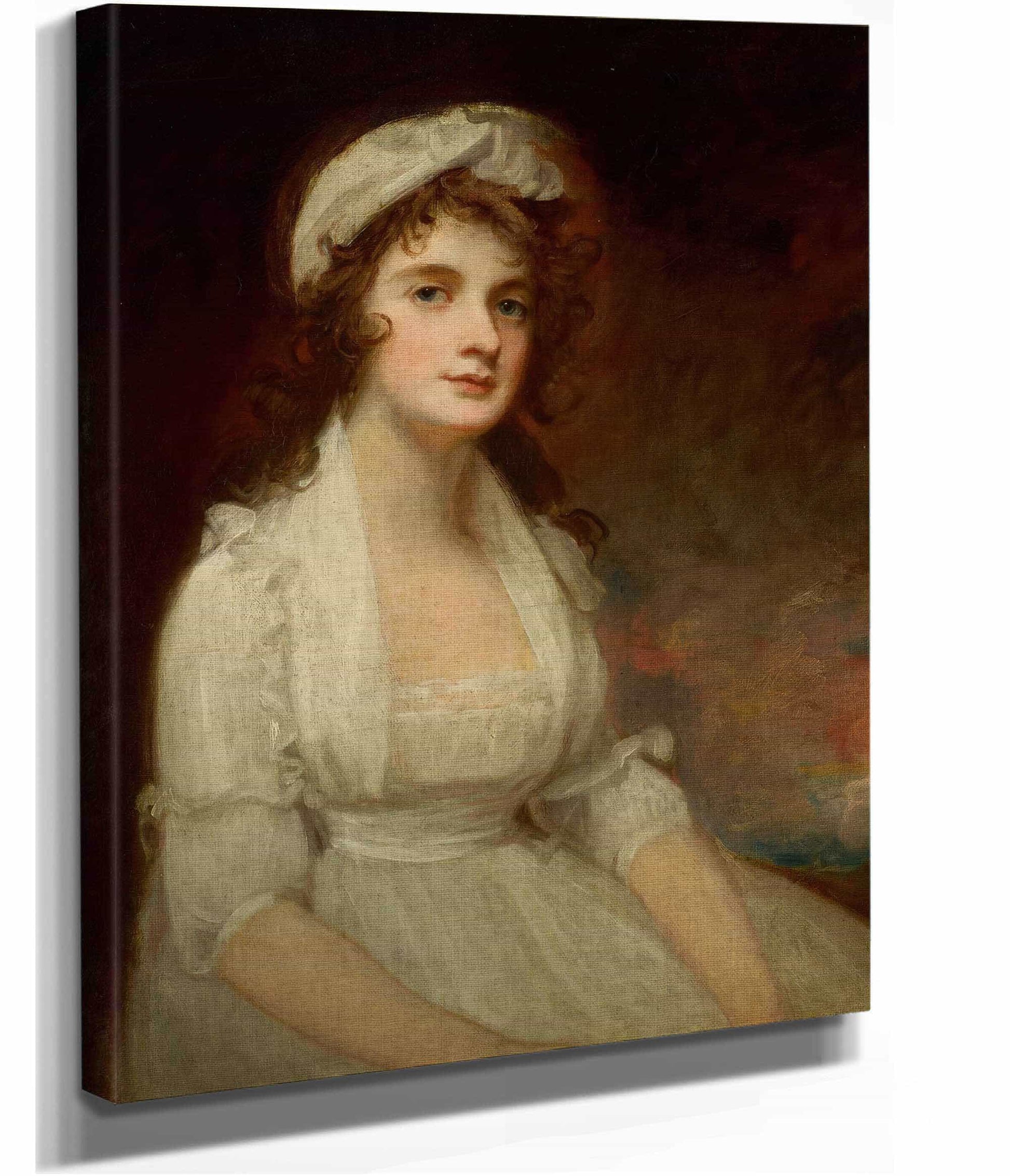 Portrait Of Miss Elizabeth Tighe Half Length Wearing A White Dress by George Romney