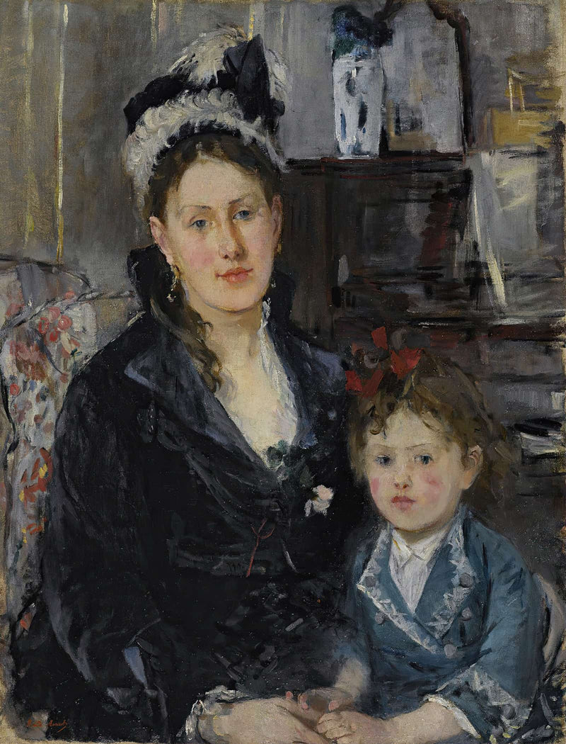 Portrait Of Mme Boursier And Her Daughter Portrait De Mme Boursier Et De Sa Fille by Berthe Morisot
