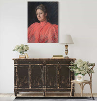 Portrait Of Mrs Abbey In Pink Dress Waist Length by Edwin Austin Abbey