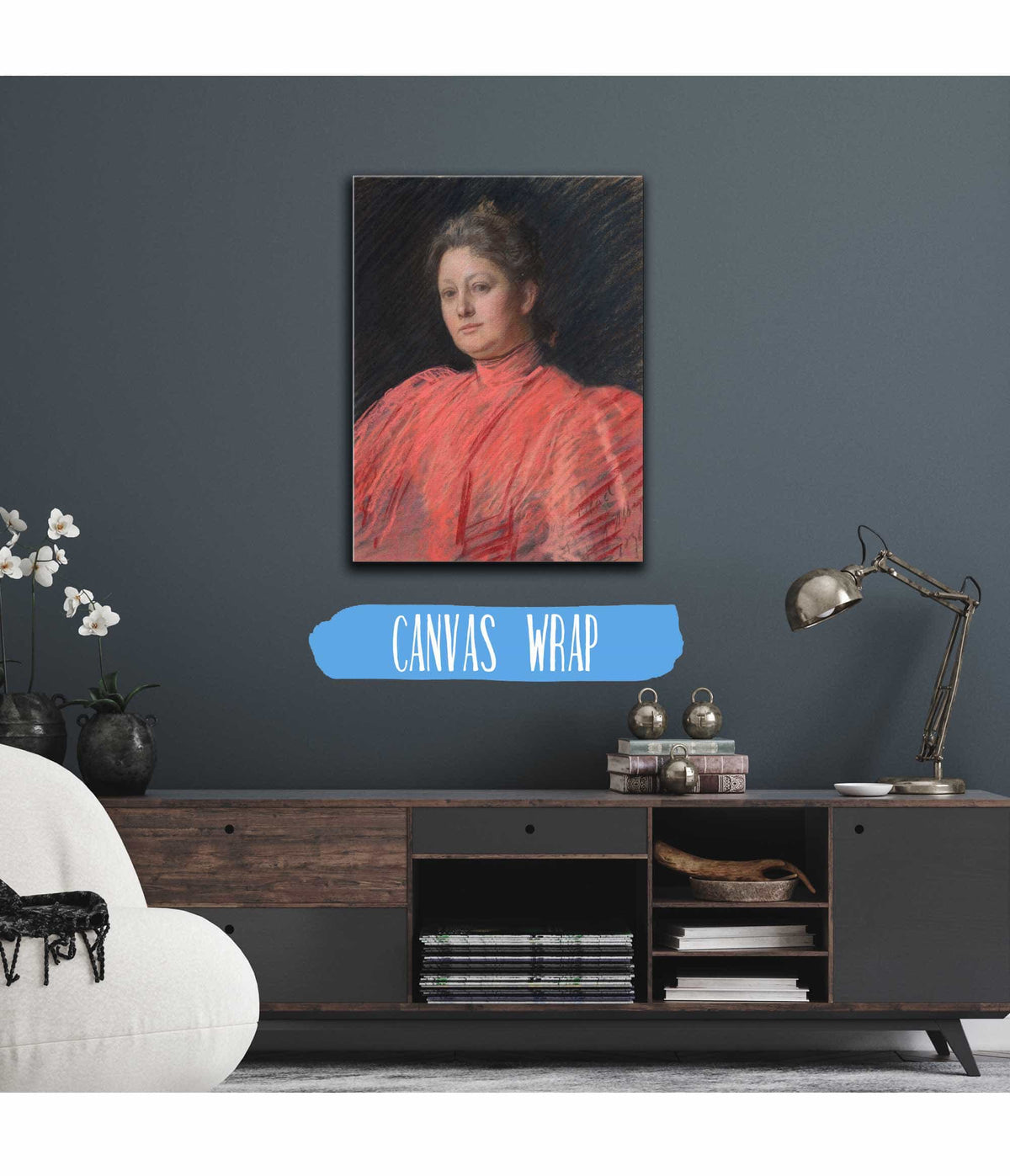 Portrait Of Mrs Abbey In Pink Dress Waist Length by Edwin Austin Abbey