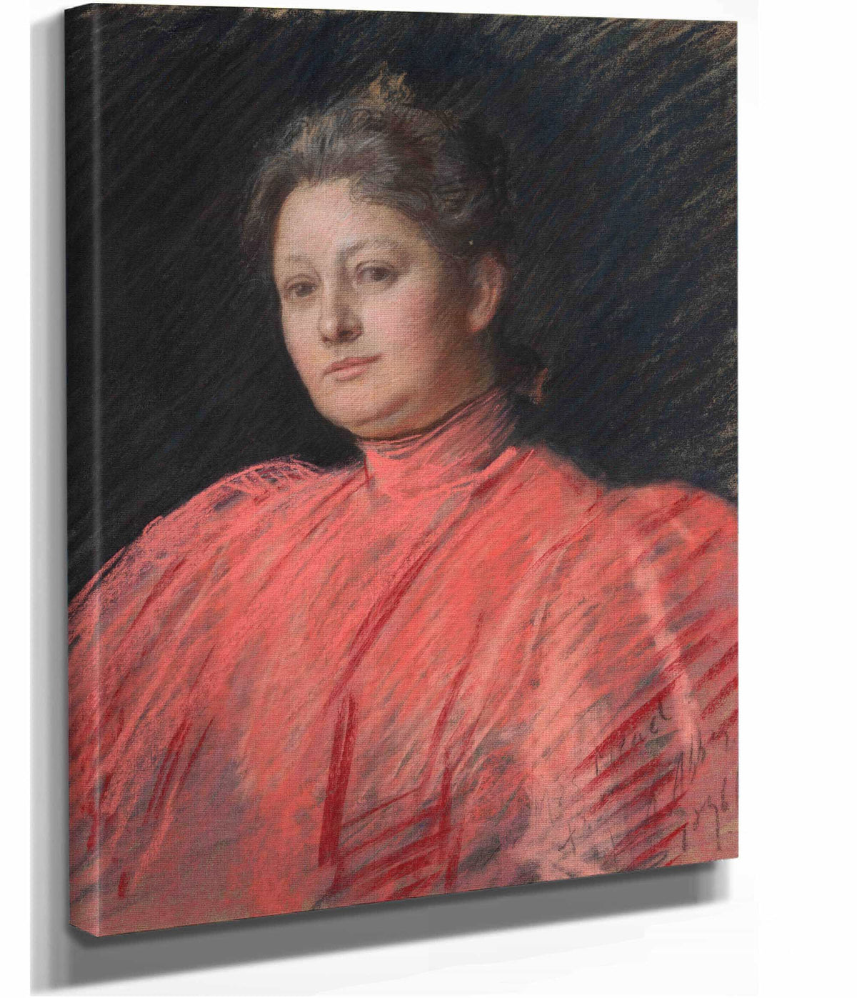 Portrait Of Mrs Abbey In Pink Dress Waist Length by Edwin Austin Abbey