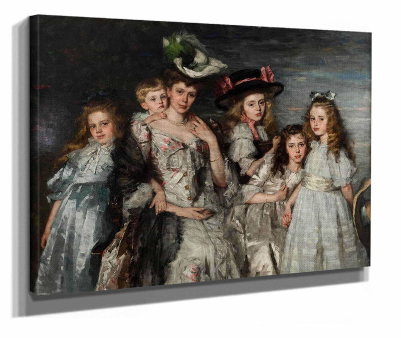 Portrait Of Mrs Agm Van Ogtrop Hanlo And Her Five Children by Therese Schwartze