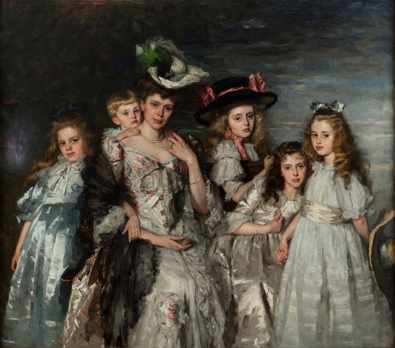 Portrait Of Mrs Agm Van Ogtrop Hanlo And Her Five Children by Therese Schwartze