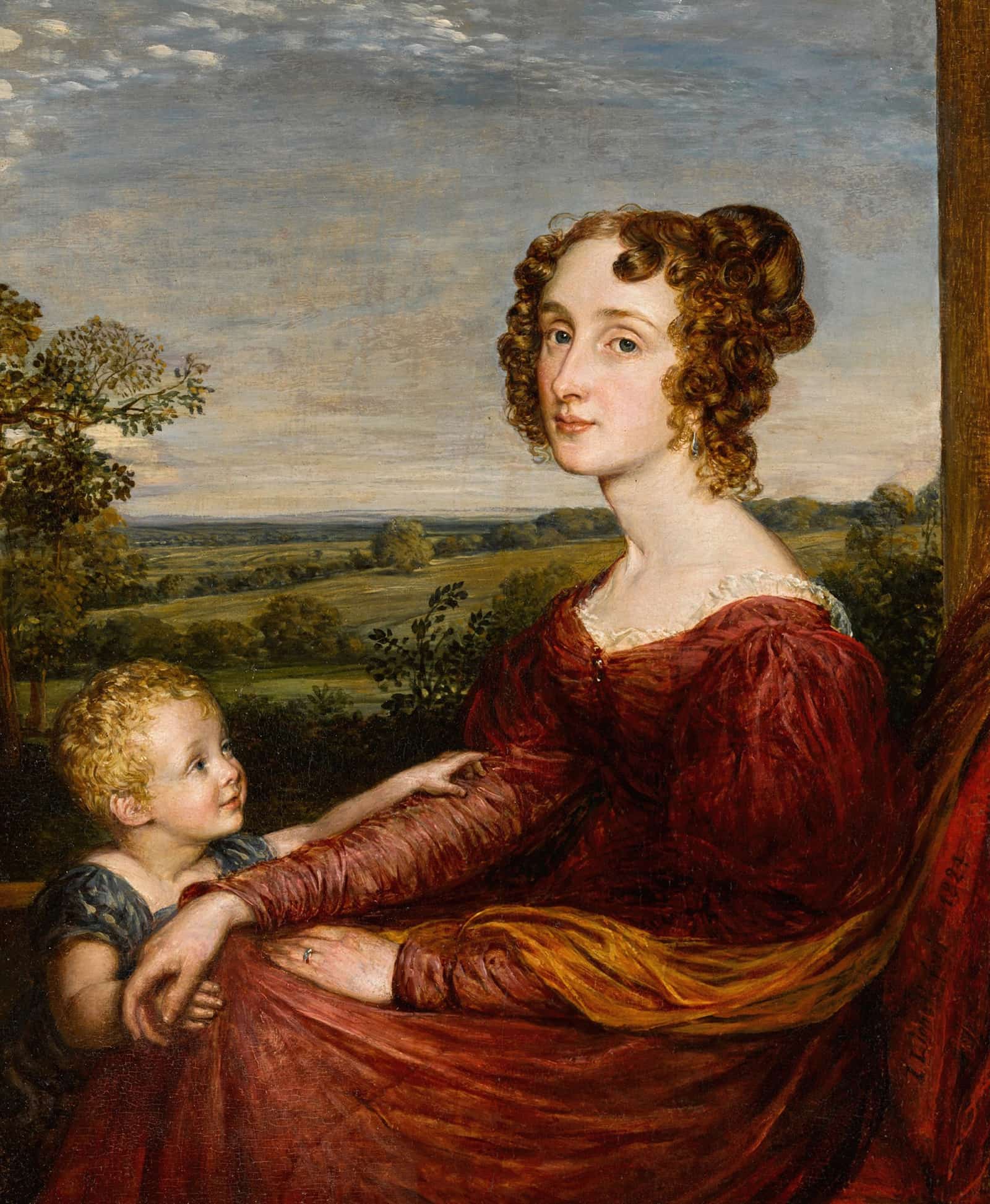 Portrait Of Mrs William Wilberforce And Child by John Linnell