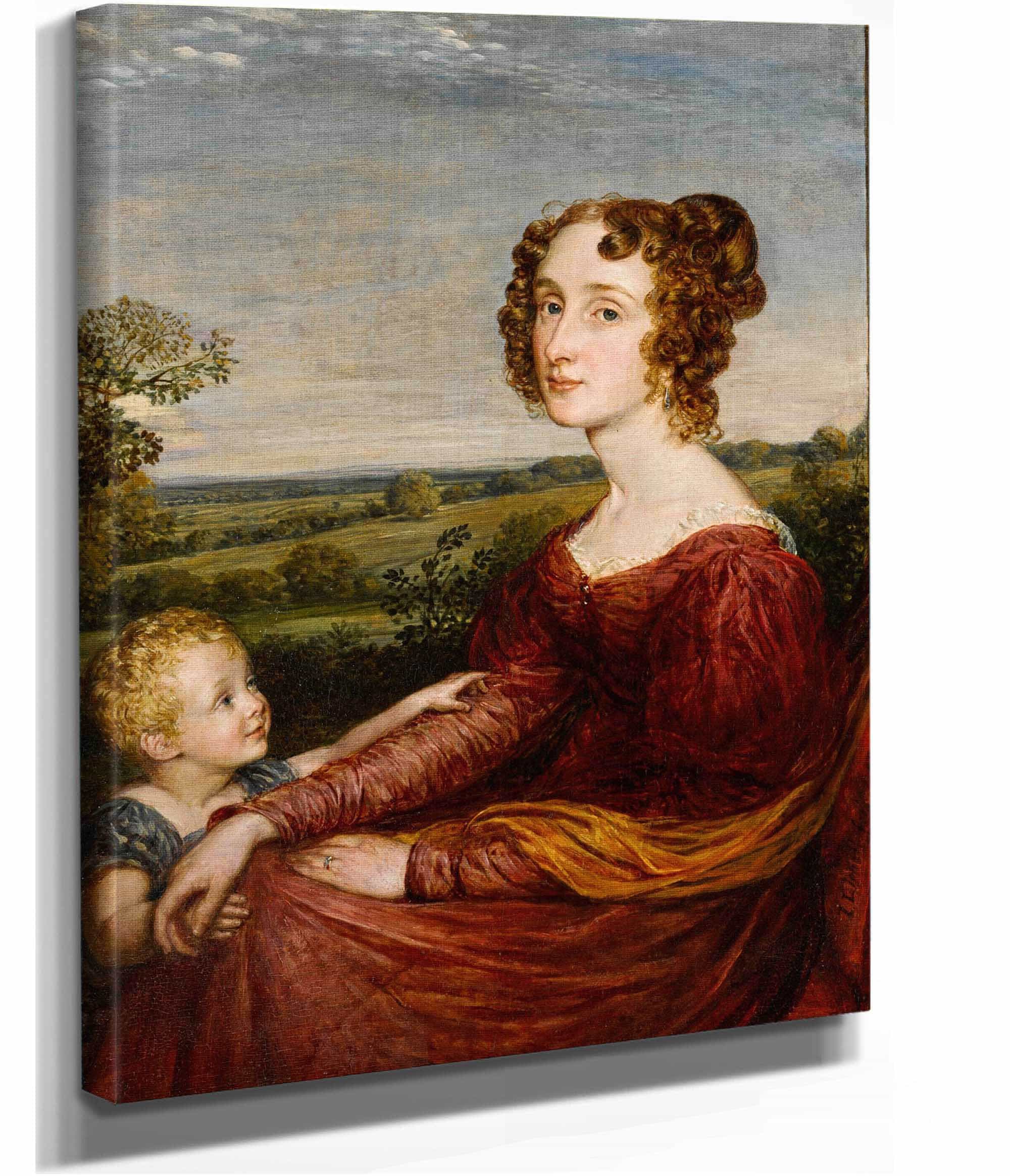 Portrait Of Mrs William Wilberforce And Child by John Linnell