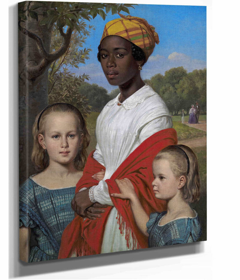 Portrait Of Otto Marstrands Two Daughters And Their Nanny by Wilhelm Marstrand