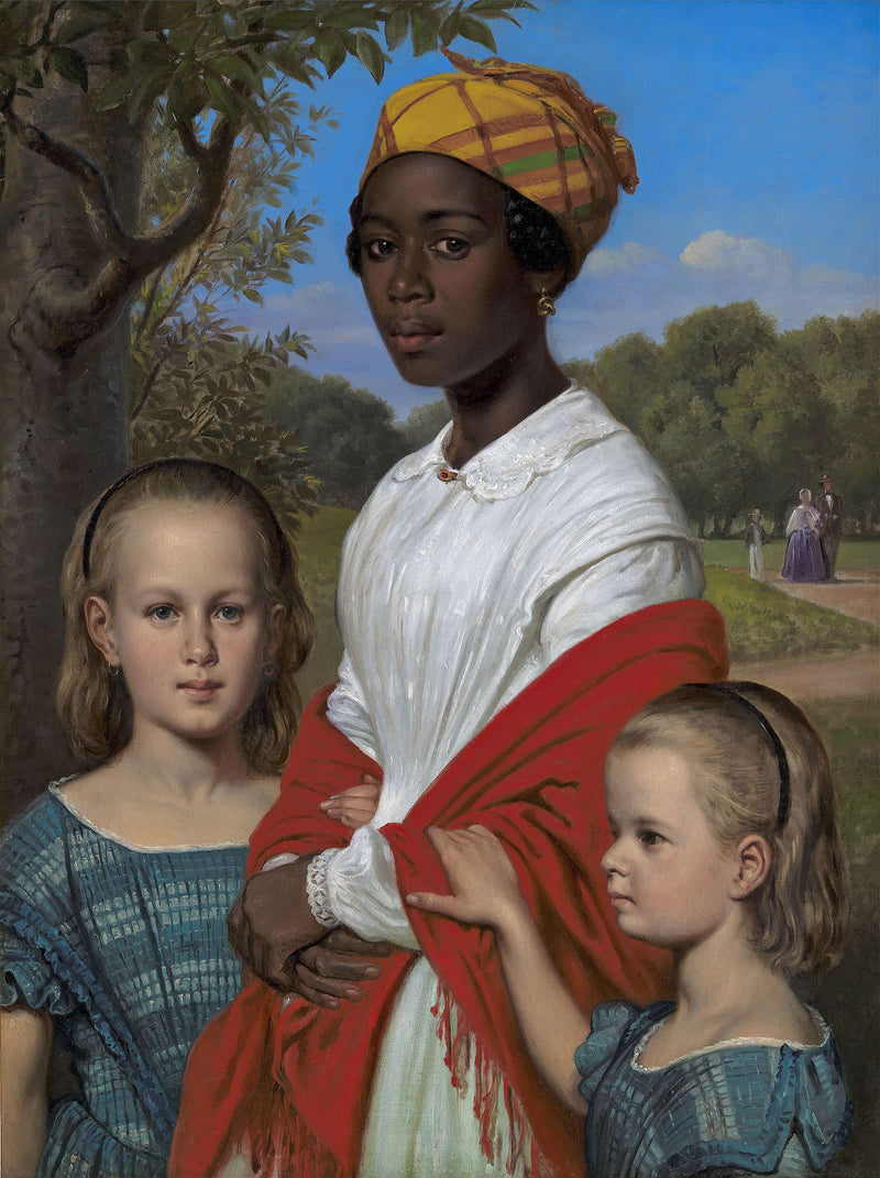 Portrait Of Otto Marstrands Two Daughters And Their Nanny by Wilhelm Marstrand