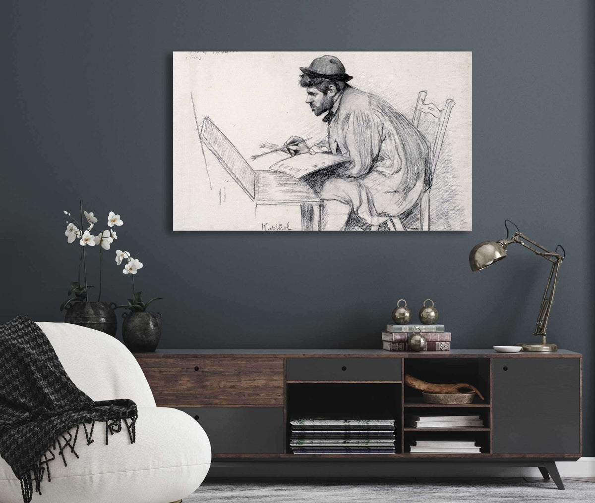 Portrait Of Pere Ferran Painting by Santiago Rusinol