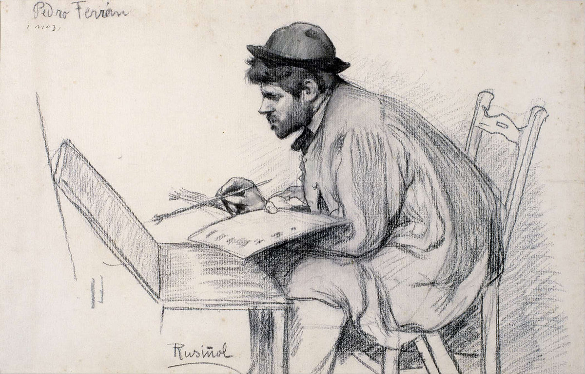 Portrait Of Pere Ferran Painting by Santiago Rusinol