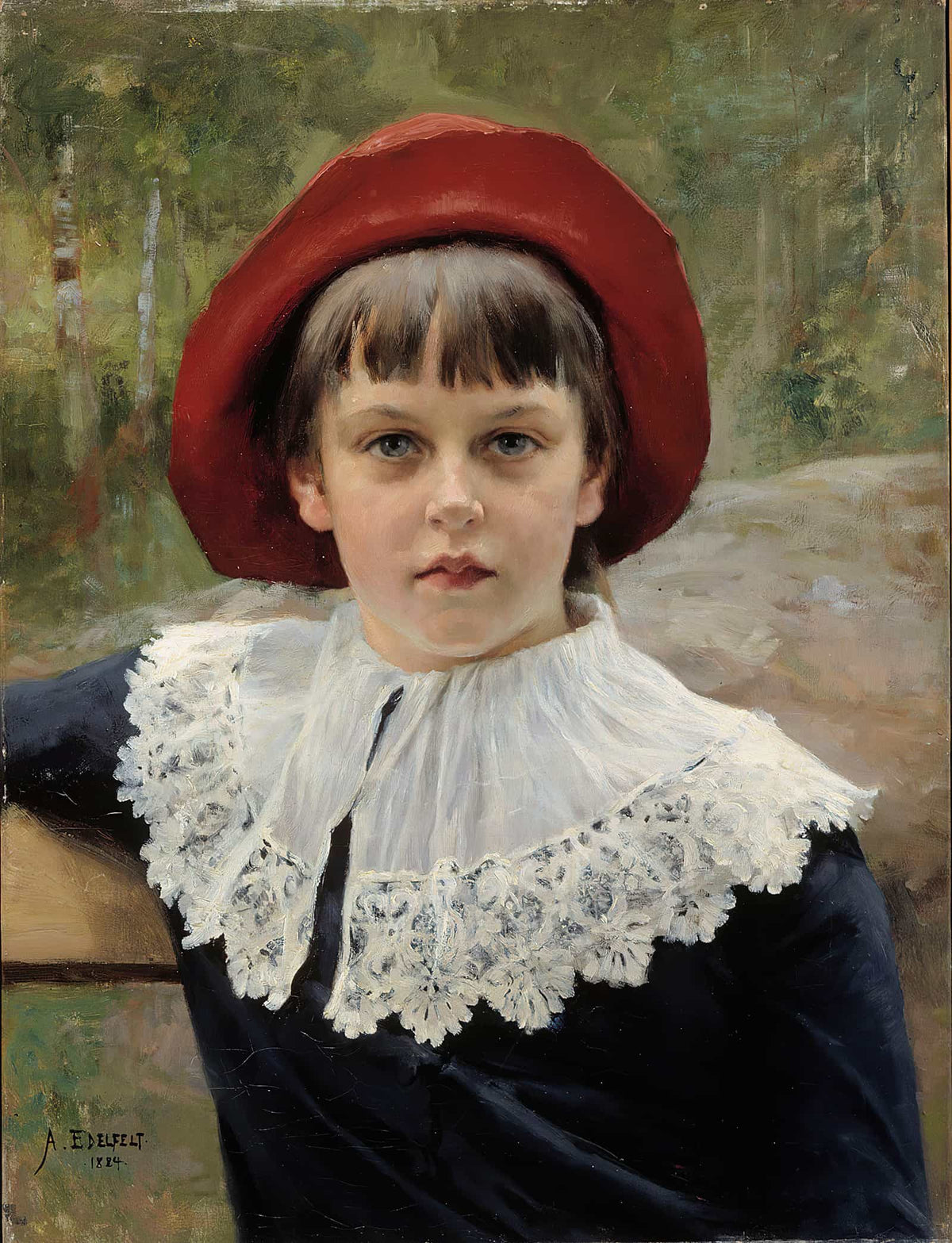 Portrait Of The Artist's Sister Berta Edelfelt by Albert Edelfelt