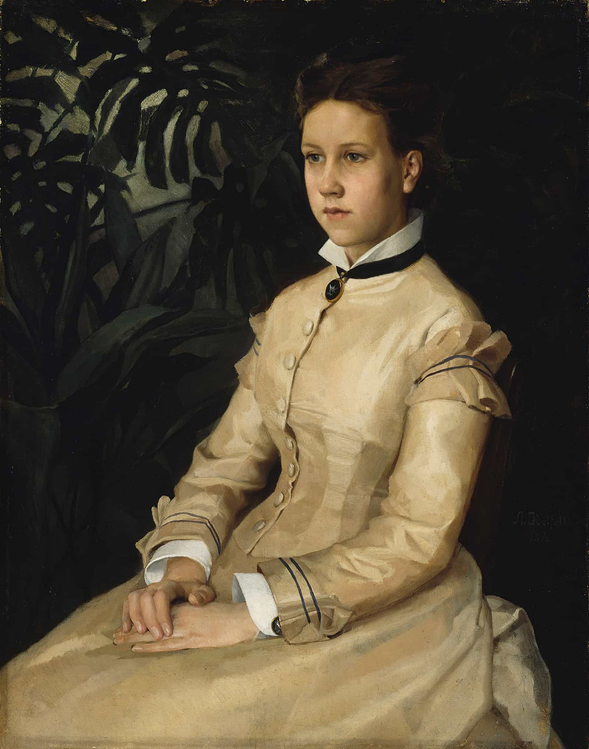 Portrait Of The Artists Sister Ellen Edelfelt by Albert Edelfelt